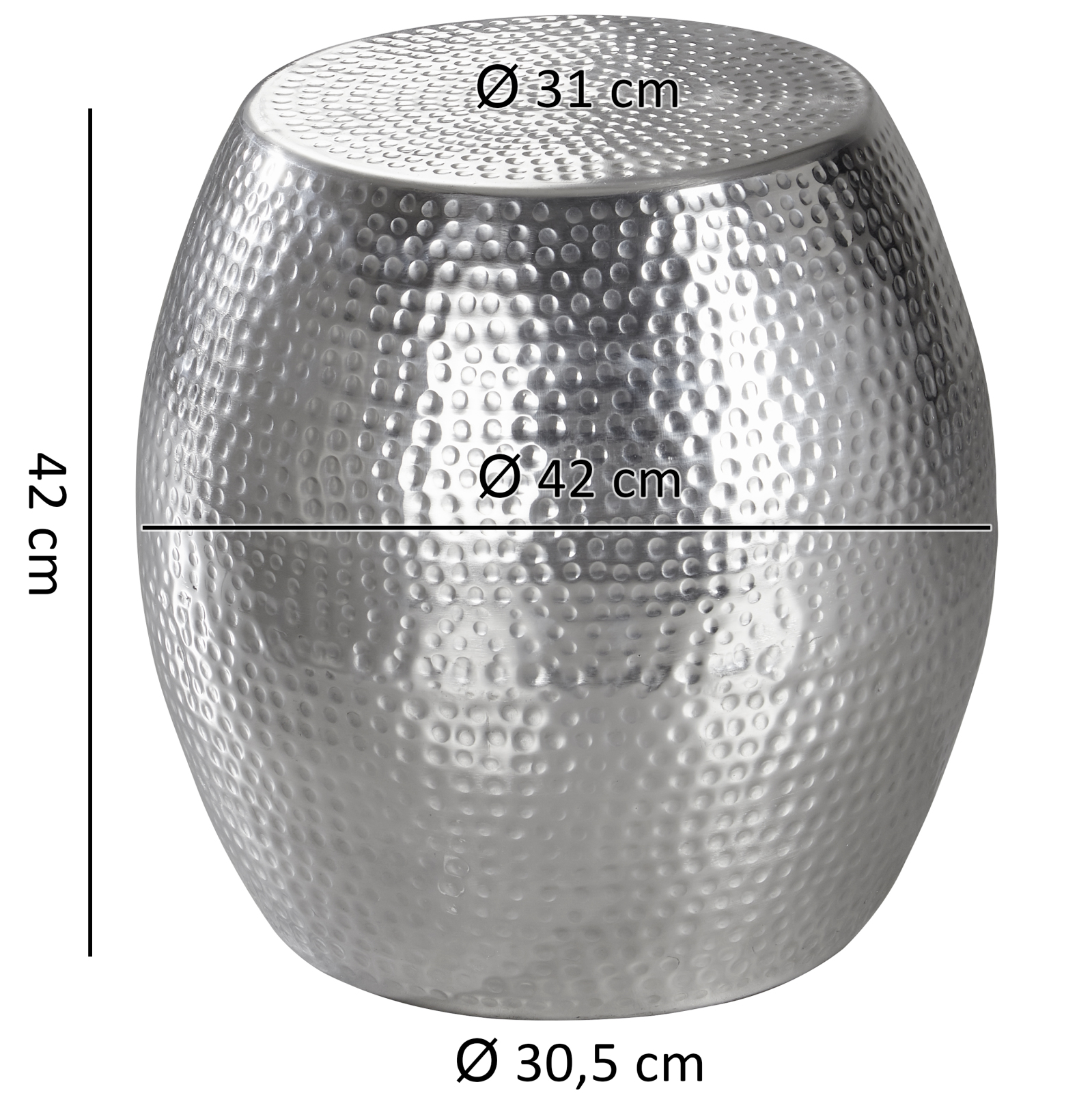 Beistelltisch - silberfarben - Aluminium - 42 cm
