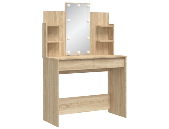 VIDAXL - Coiffeuse avec lumières led chêne sonoma 96x40x142 cm
