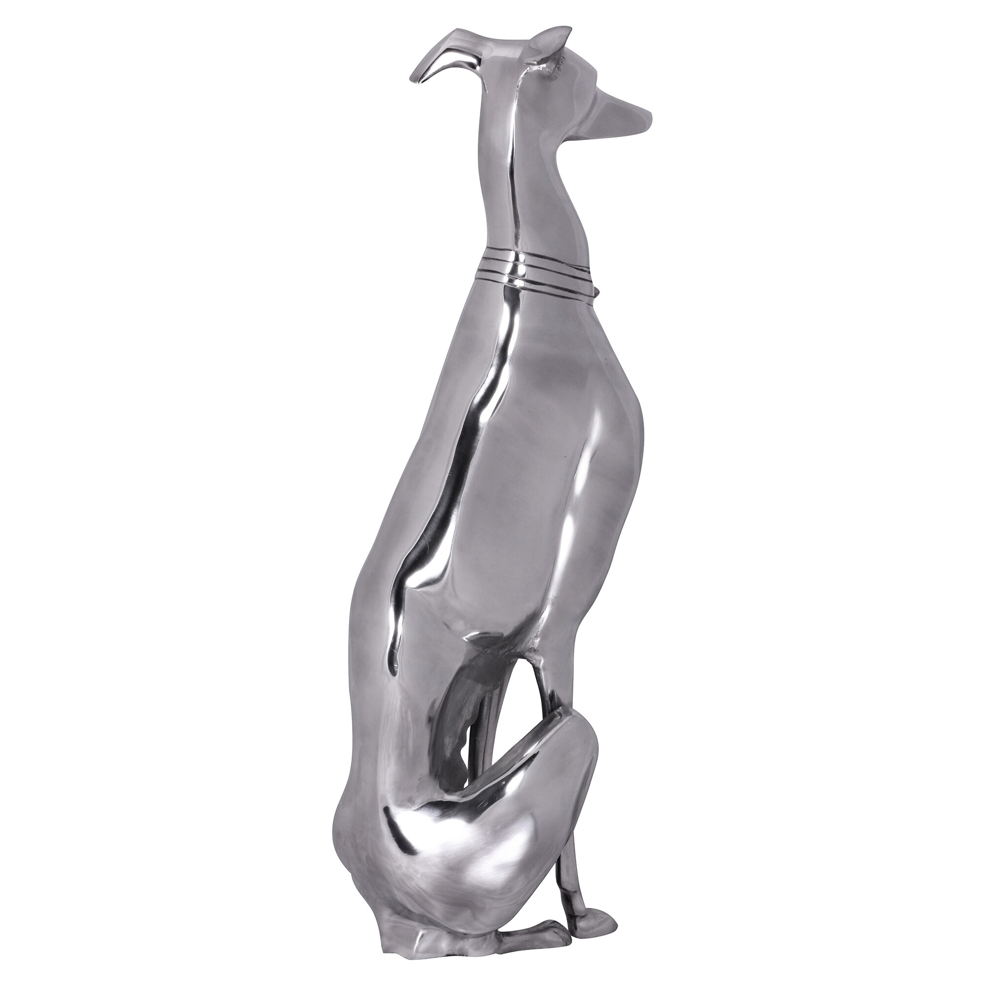 KADIMA DESIGN Handgefertigte Aluminium Skulptur eines Windhundes, 18x70 cm, detaillierte Formgebung, robust und langlebig für stilvolle Dekoration