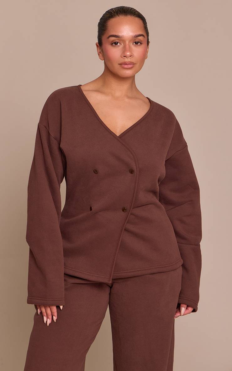 Chocolat Cardigan Boutonné En Molleton Shape