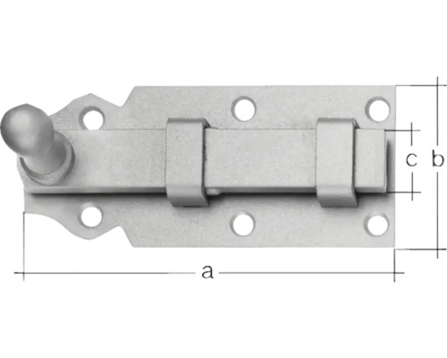 Deurgrendel met knop en lus, 100 x 44 mm, geel verzinkt