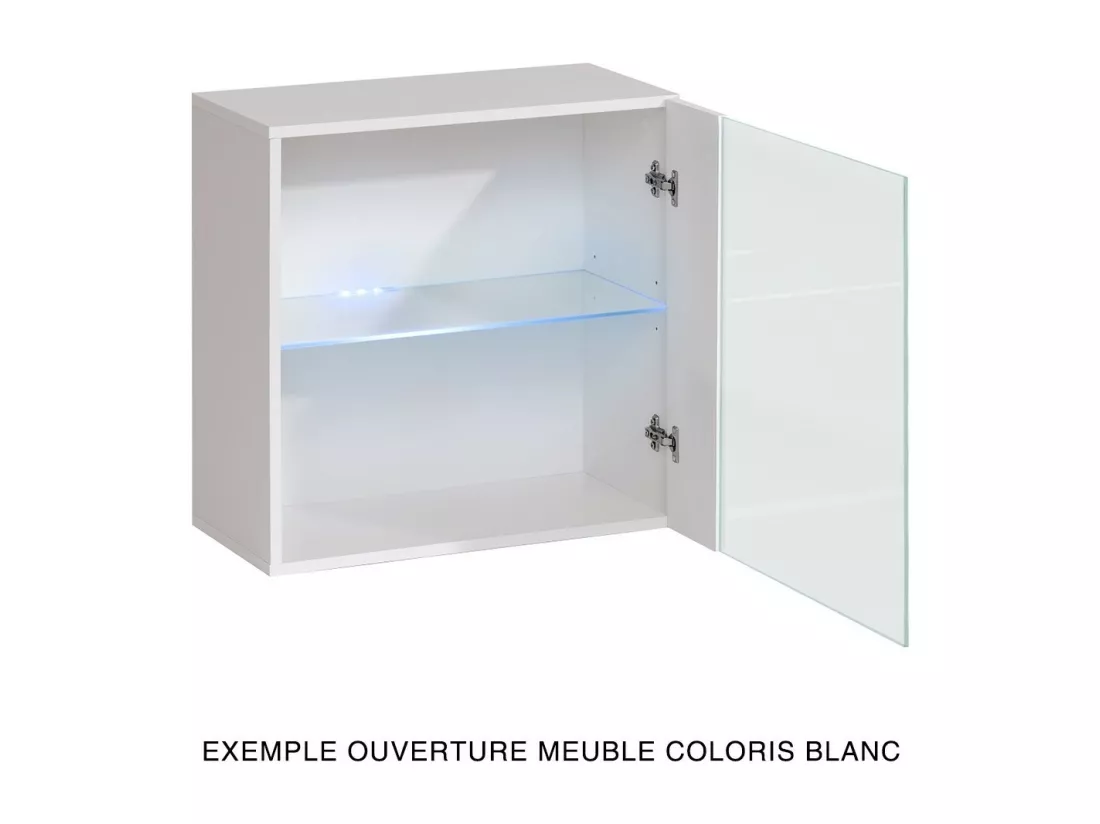 Vitrine carrée suspendue – Gris – Collection SWITCH – Porte vitrée et LED inclus – Design moderne
