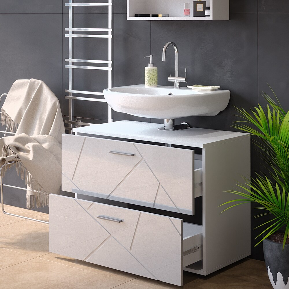 Vicco Waschtischunterschrank Badschrank Badezimmerschrank Irma Weiß 80 cm Hochglanz