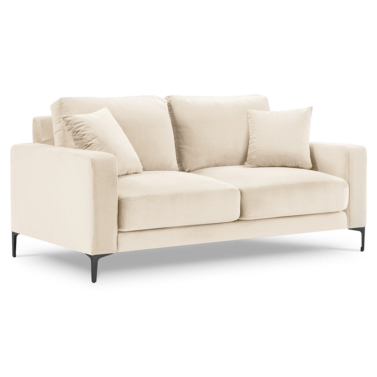 Mazzini Sofas Canapé Velours Venus 2 Places beige clair - 158x92x90 cm