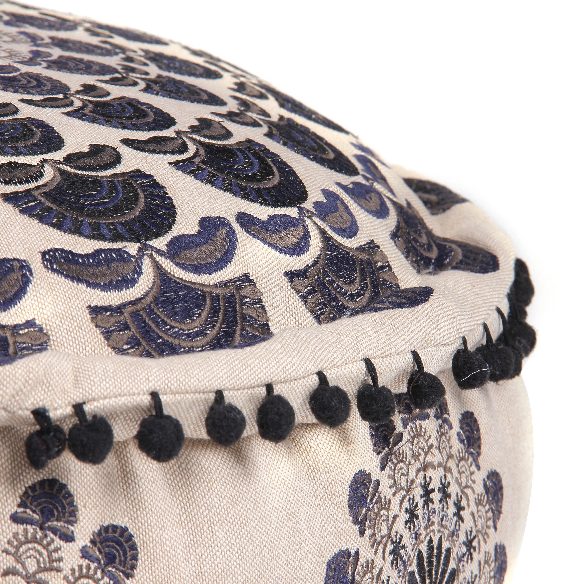 Sitzpouf 'Bundi', beige, blau, Ø 60 cm, H 20 cm von fischer's lagerhaus