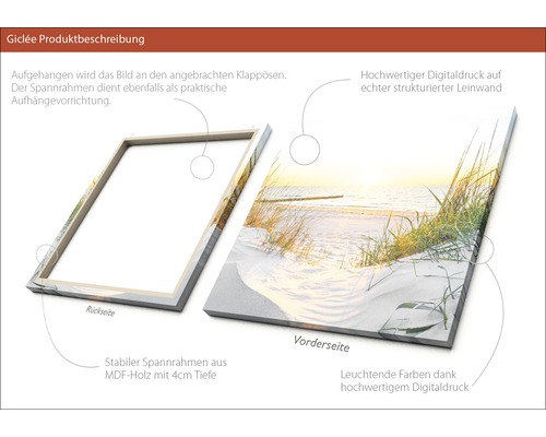 Giclée canvas schilderij Strandzicht 80x80 cm