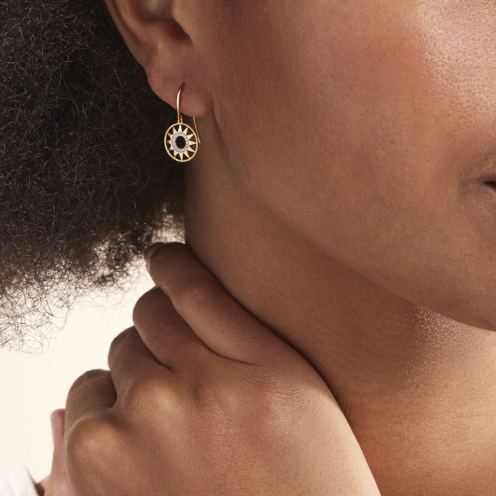 Boucles D'oreilles Pendantes Thallya Or Jaune Oxyde De Zirconium