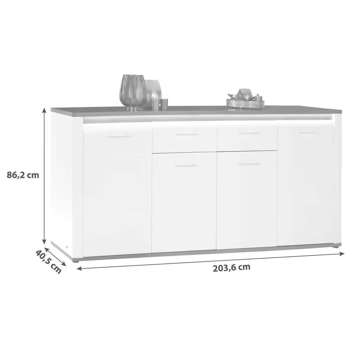 Sideboard Alassio weiss,grau