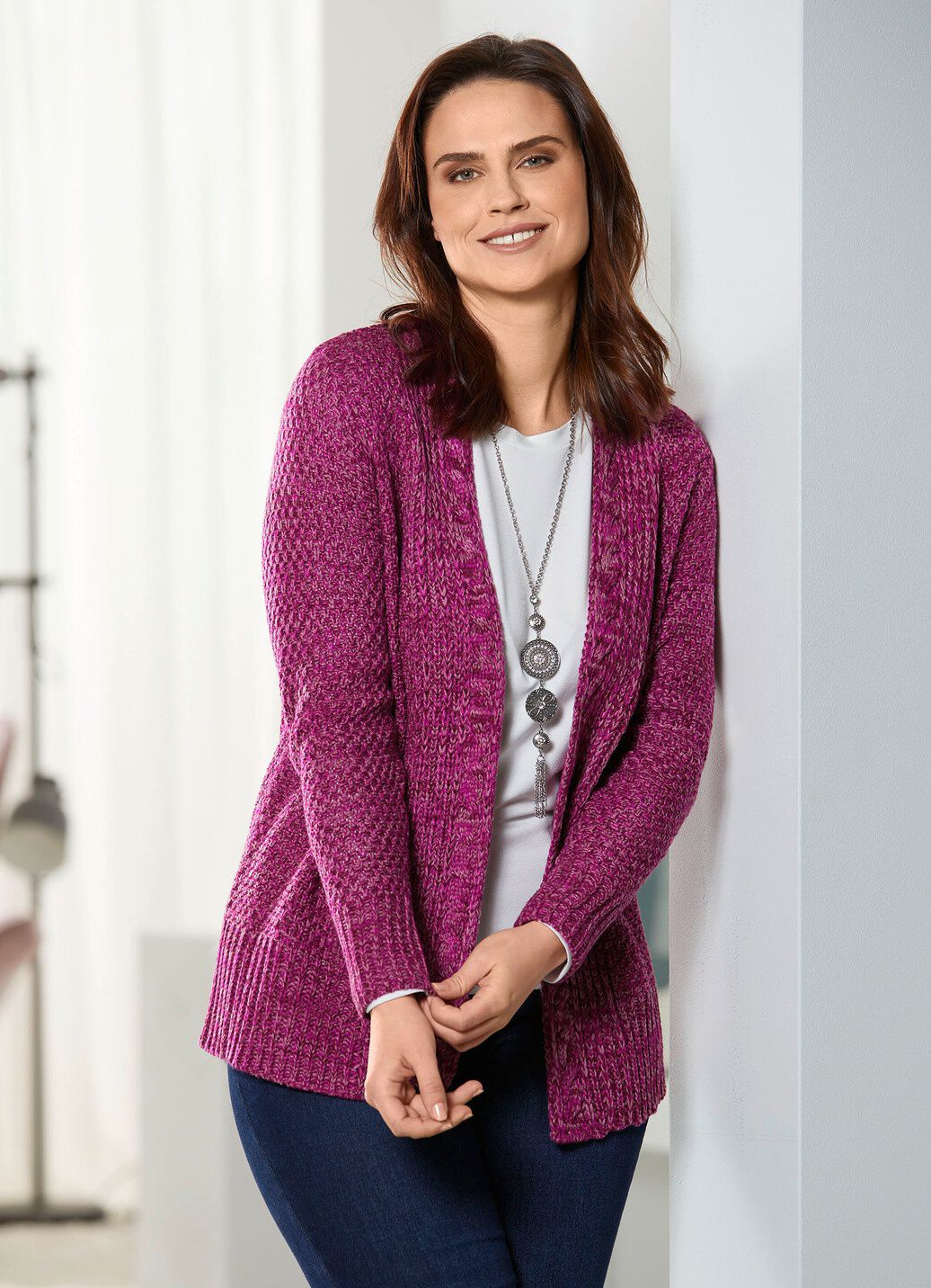 Strickjacke aus Melangegarn