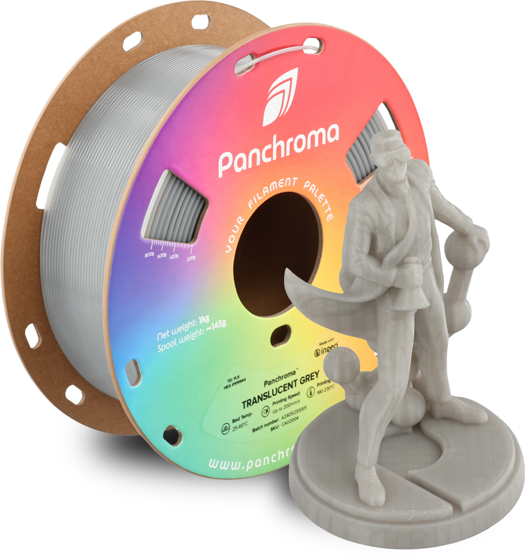 Polymaker  Panchroma™ PLA Translucent Grey, 1,75 mm / 1000 g    Faszinierende Lichteffekte in Grau