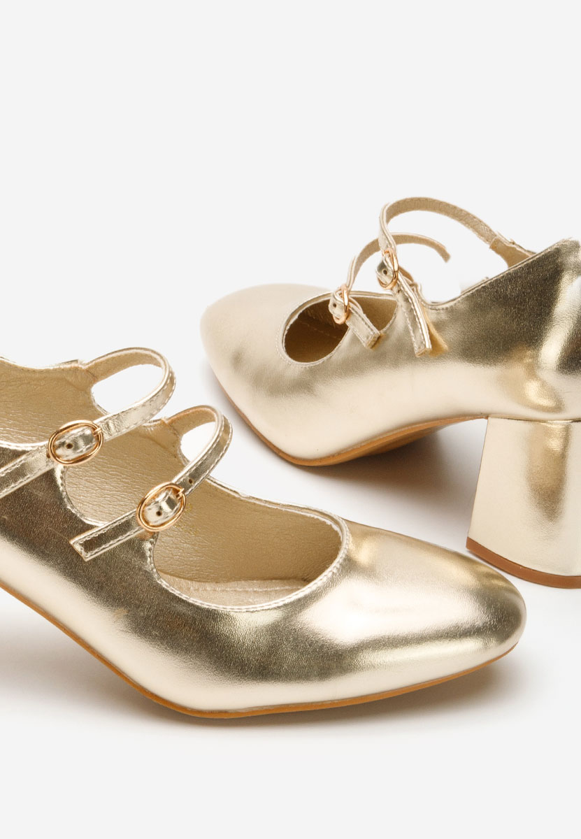Chaussures à talon épais dorées Flatia