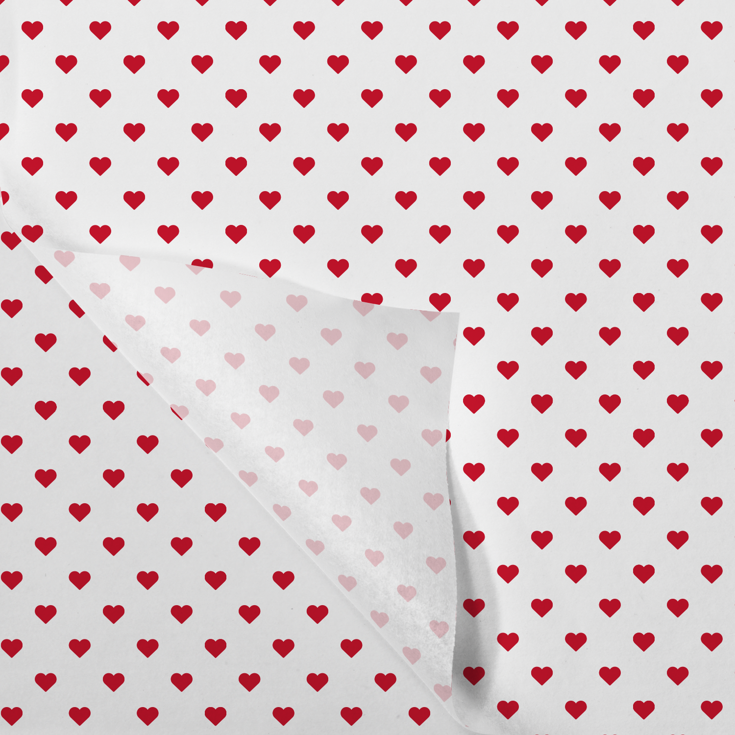 Zijdevloei, 50x70cm, 20gr/m², Hearts, papier, rood/wit