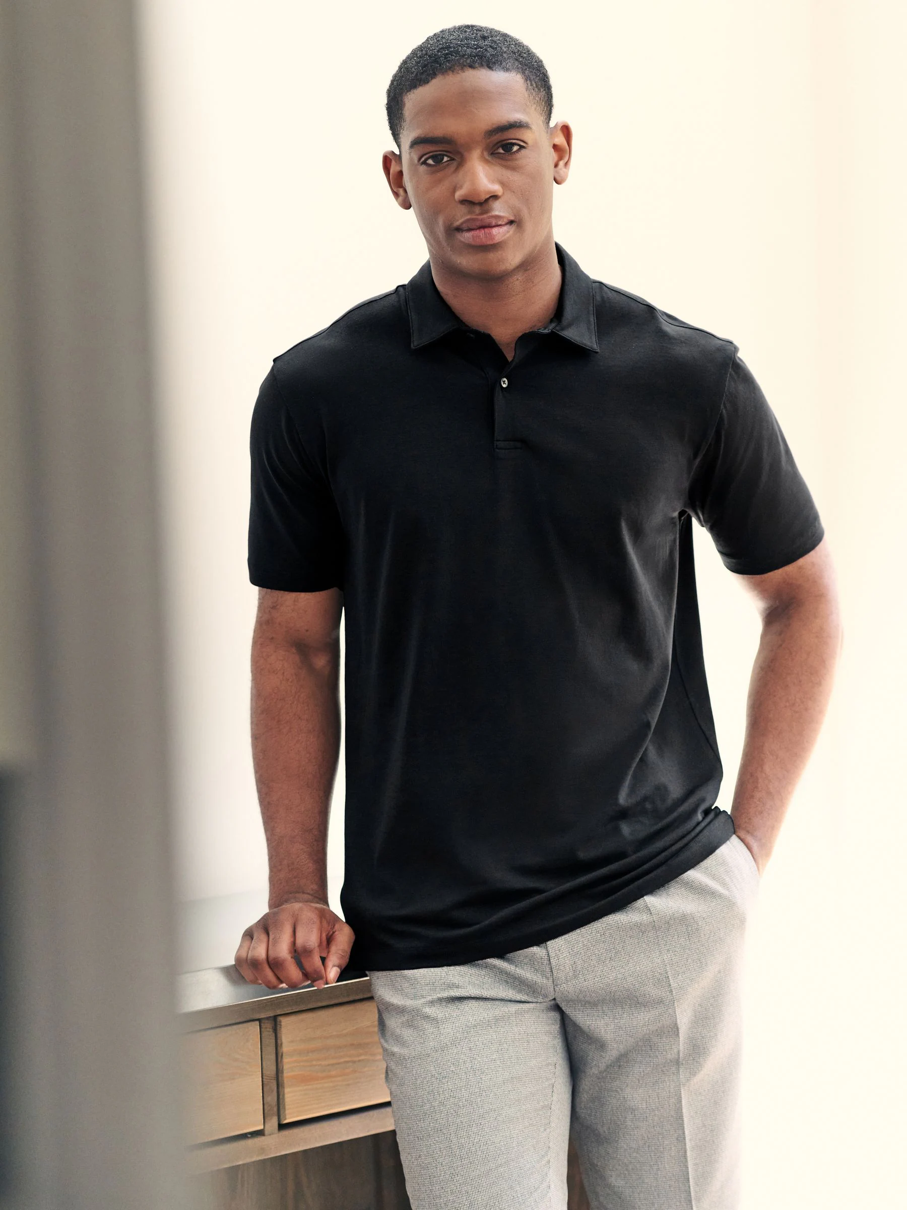 Zwart - Set van 3 jersey poloshirts met korte mouwen