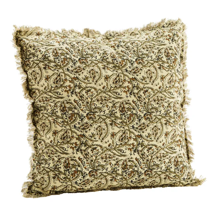 Madam Stoltz Housse de coussin imprimé | Olive