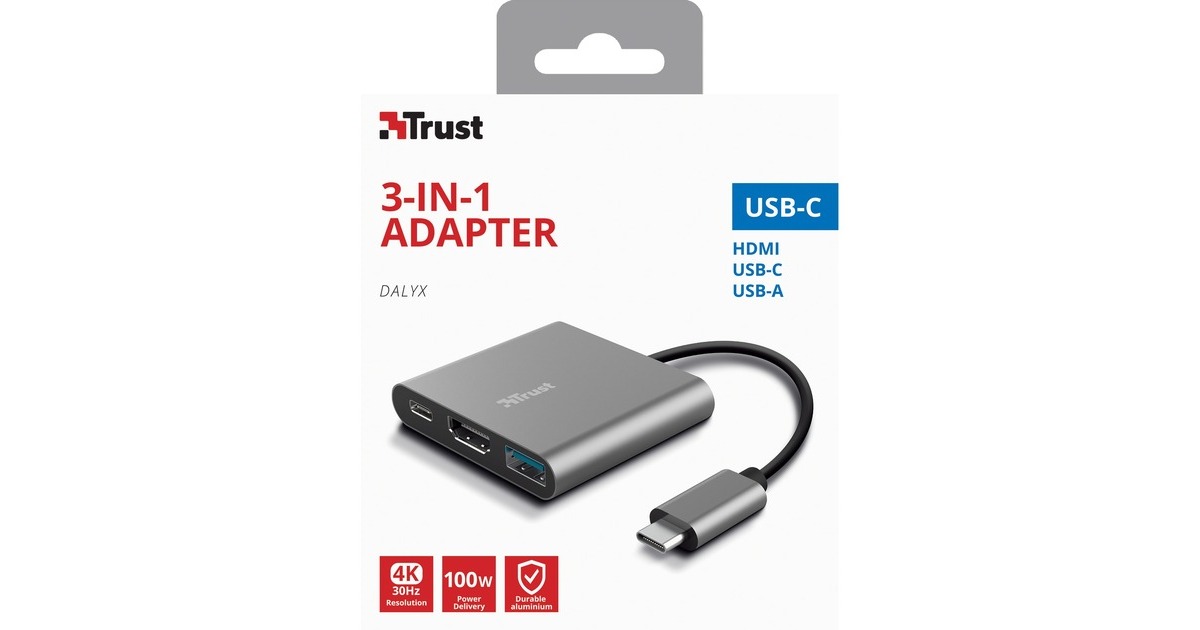 TrustDalyx 3-in-1 Multiport USB-C Adapter  (Aluminium)