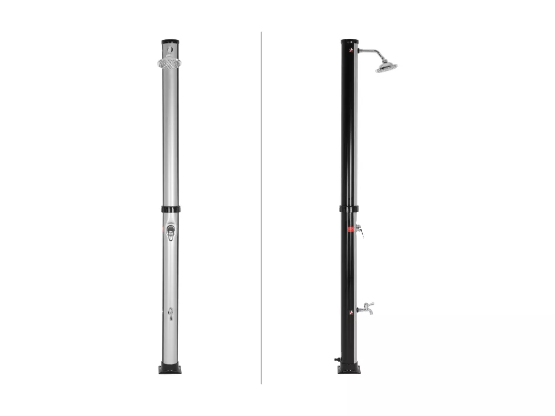 Douche solaire d'extérieur + douche à pied et pomme de douche noir/argent 20 L