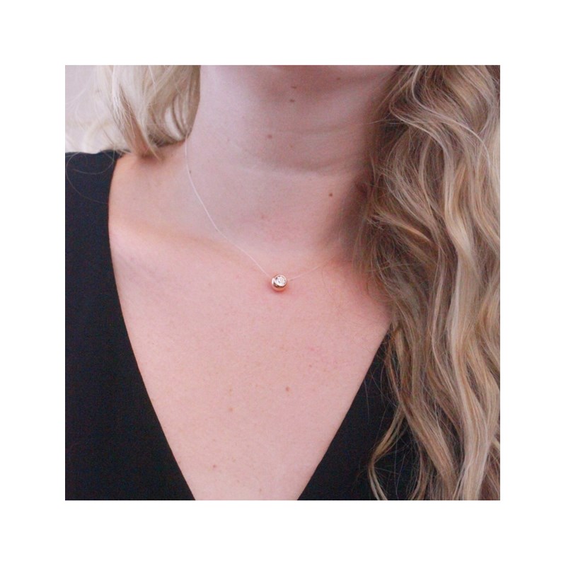 Collier Moon - Or Rosé et Cristal