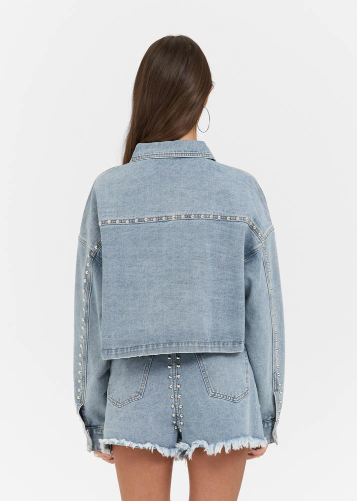 Luca stud jacket lichtblauw