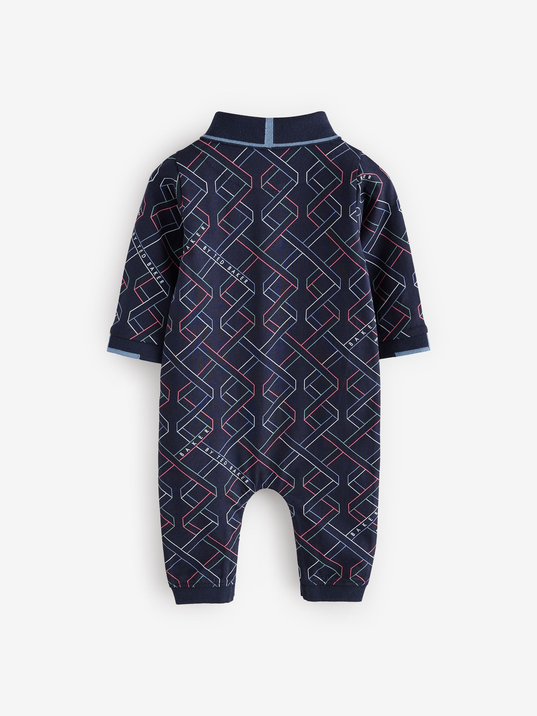 Baker by Ted Baker - Marineblauw rompertje met lange mouwen en print