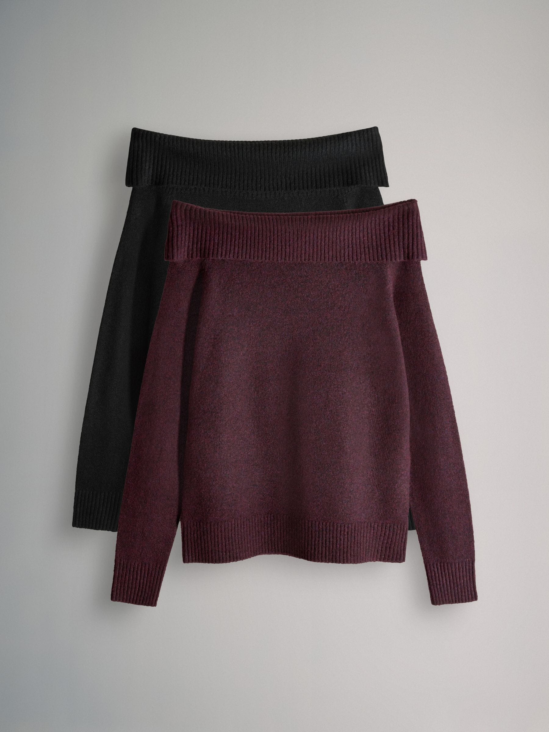 The Set 2 Pack Bardot Knitted Jumpers With Wool