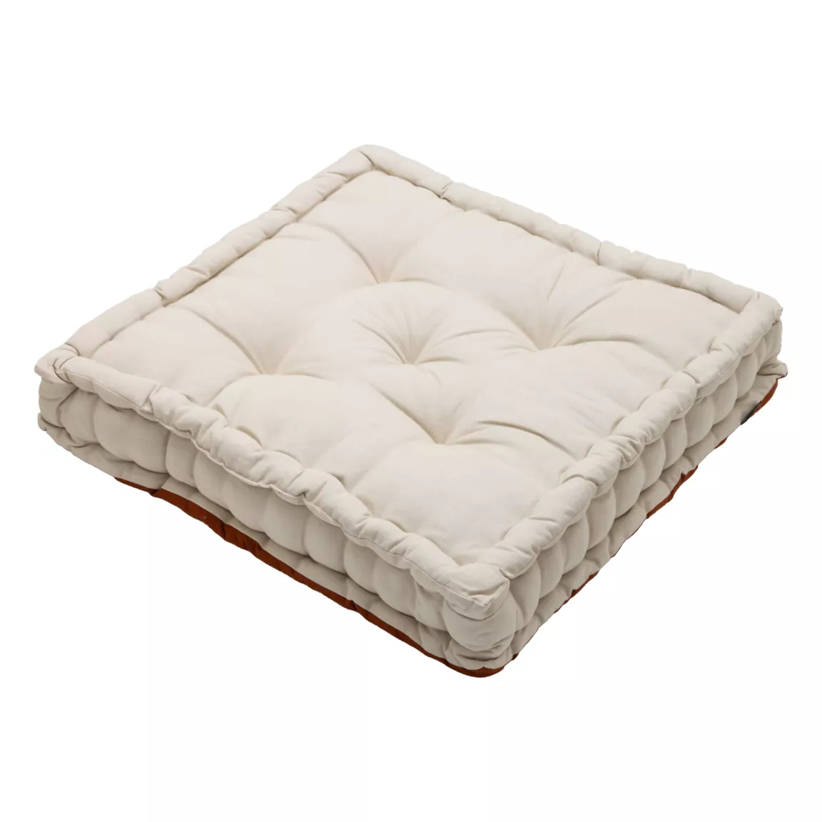 Coussin de sol carré coton (50 x 50 cm) Pixel Bicolore Terracotta / beige