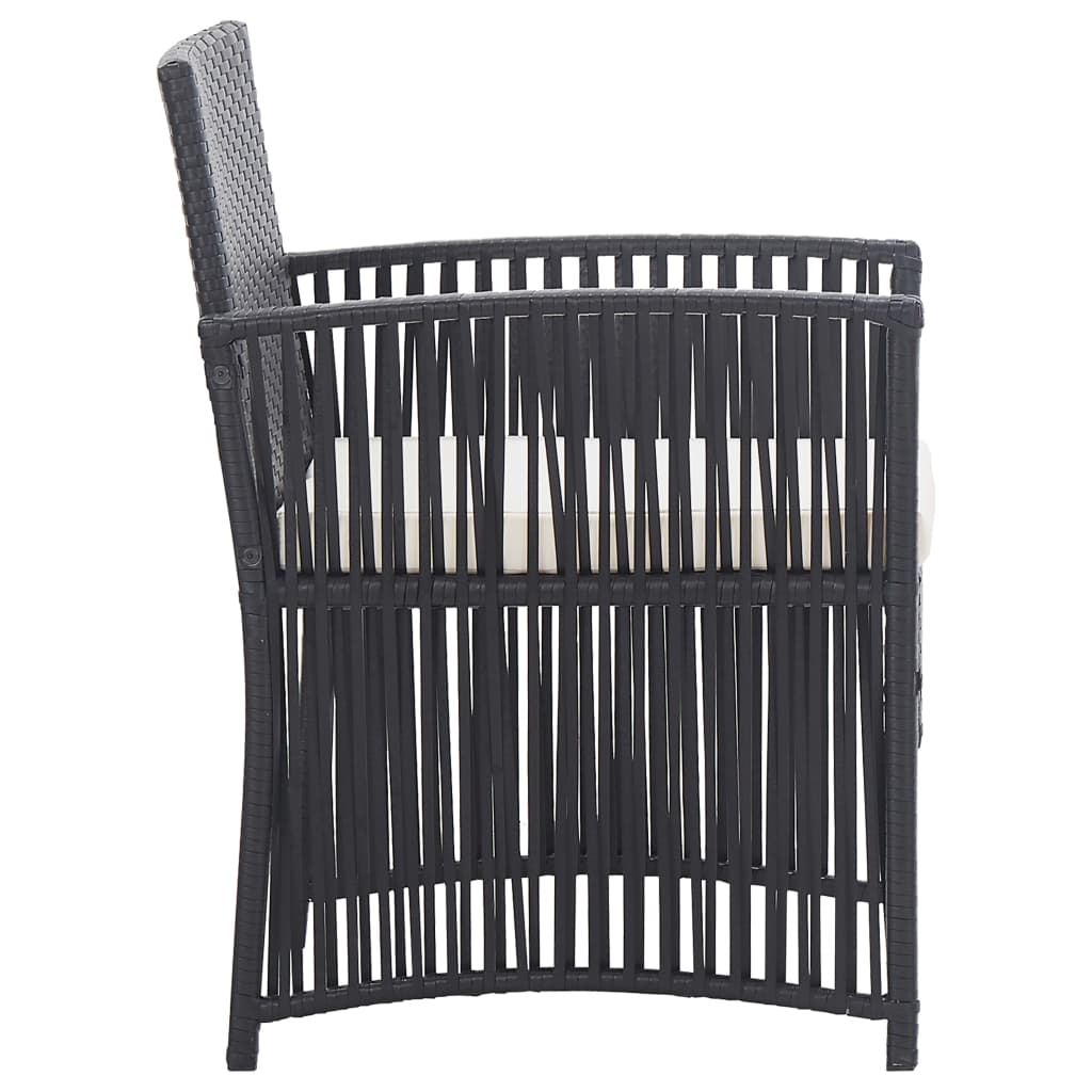 Salon de jardin meuble d'extérieur ensemble de mobilier 4 pièces avec coussin résine tressée noir