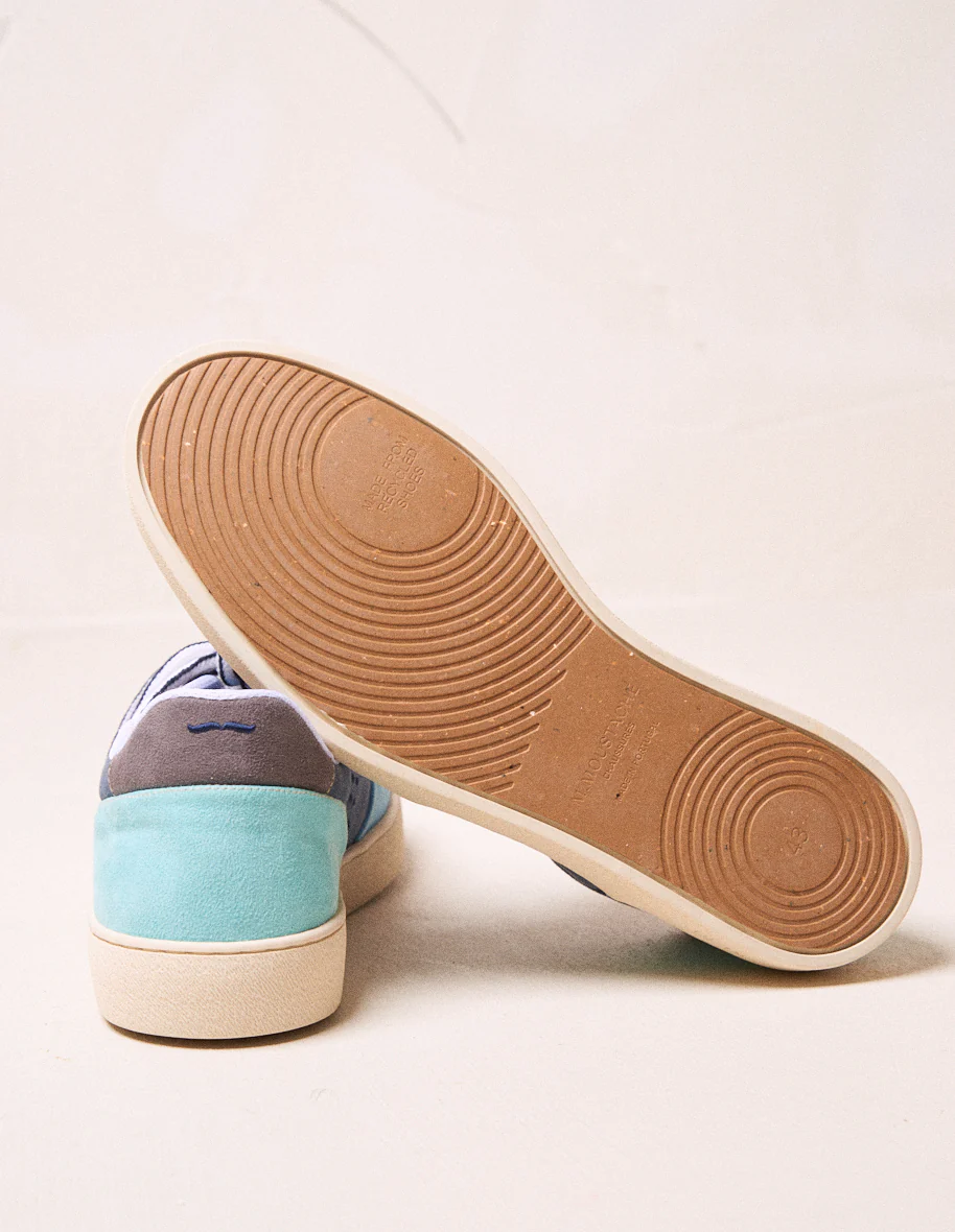 Baskets basses Arthur - Suède vegan et mesh bleu gris blanc
