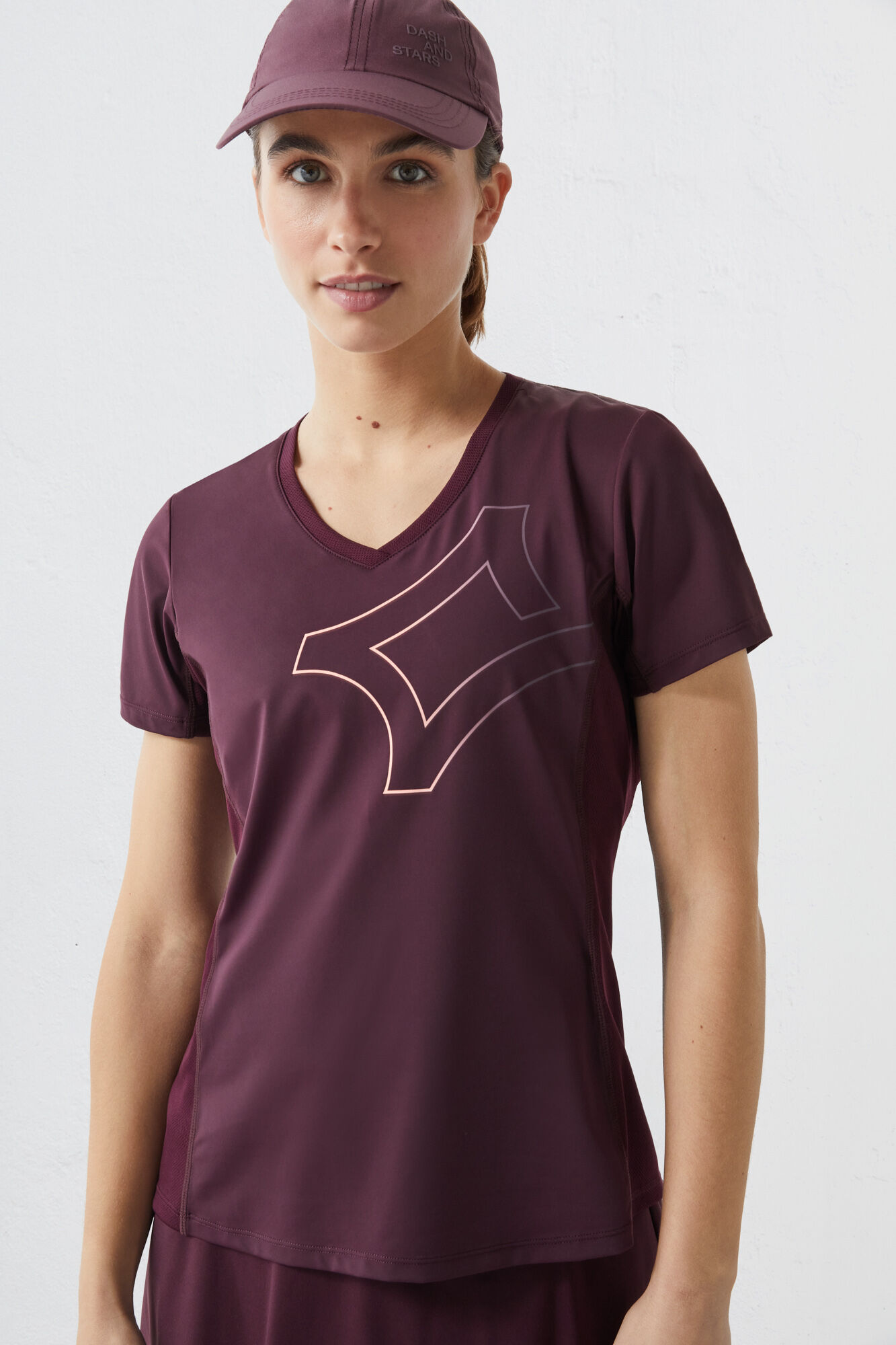Camiseta respirável rosa-púrpura