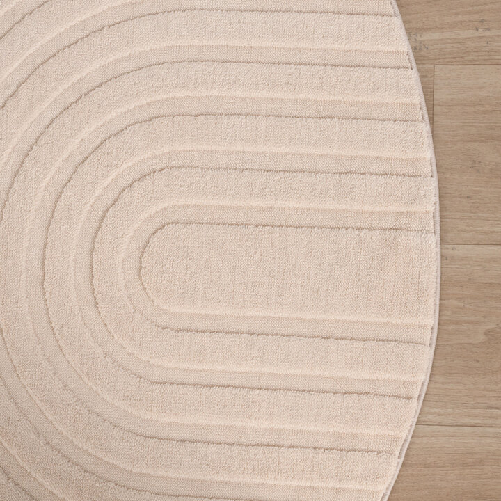 Rond Scandinavisch vloerkleed - Charm Curves Beige