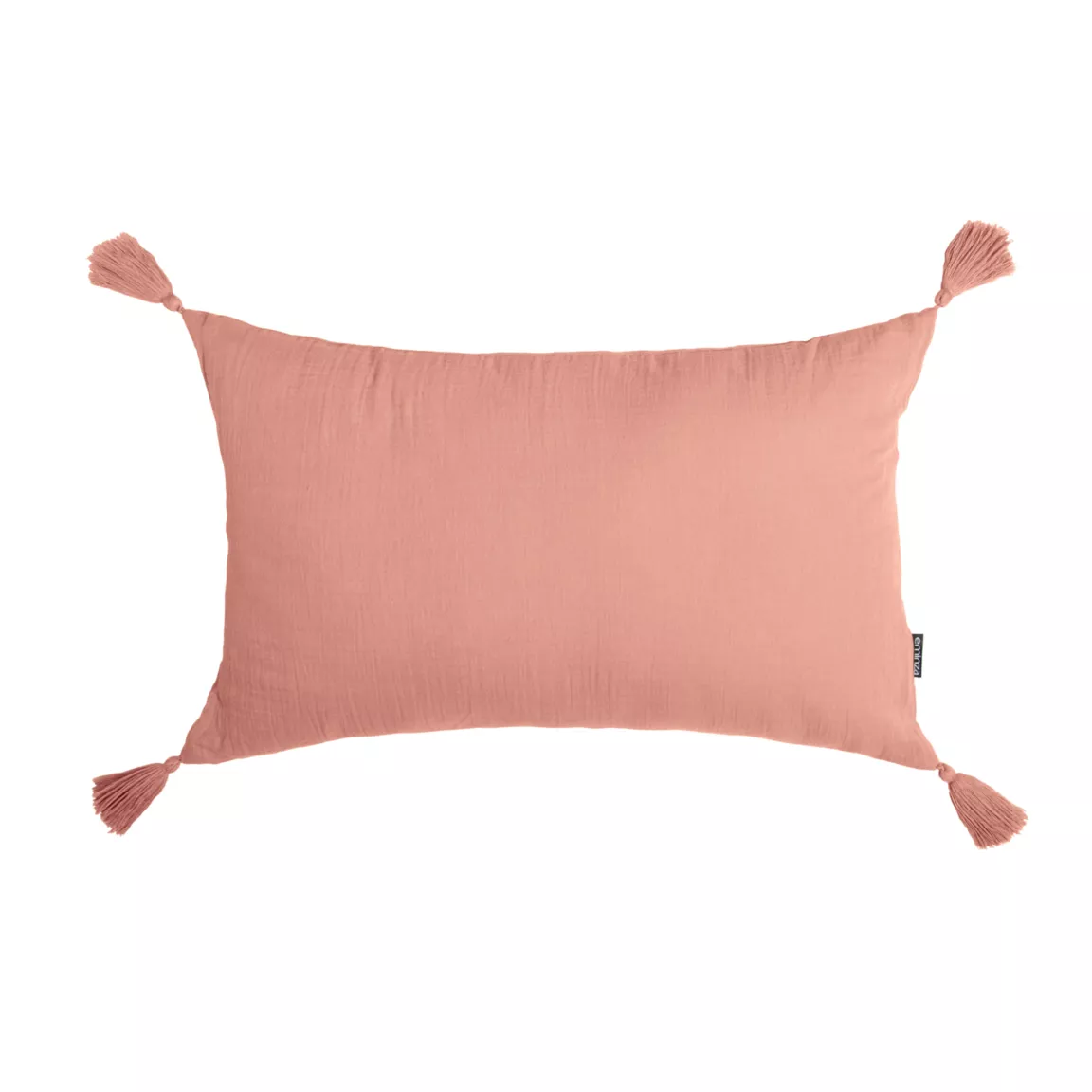 Coussin rectangulaire gaze de coton (40 x 60 cm) Gaïa Rose pêche