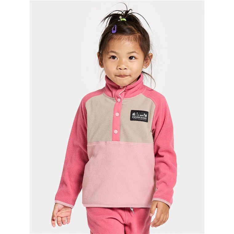 Didriksons Monte Kids Half Button 4 Soft Pink