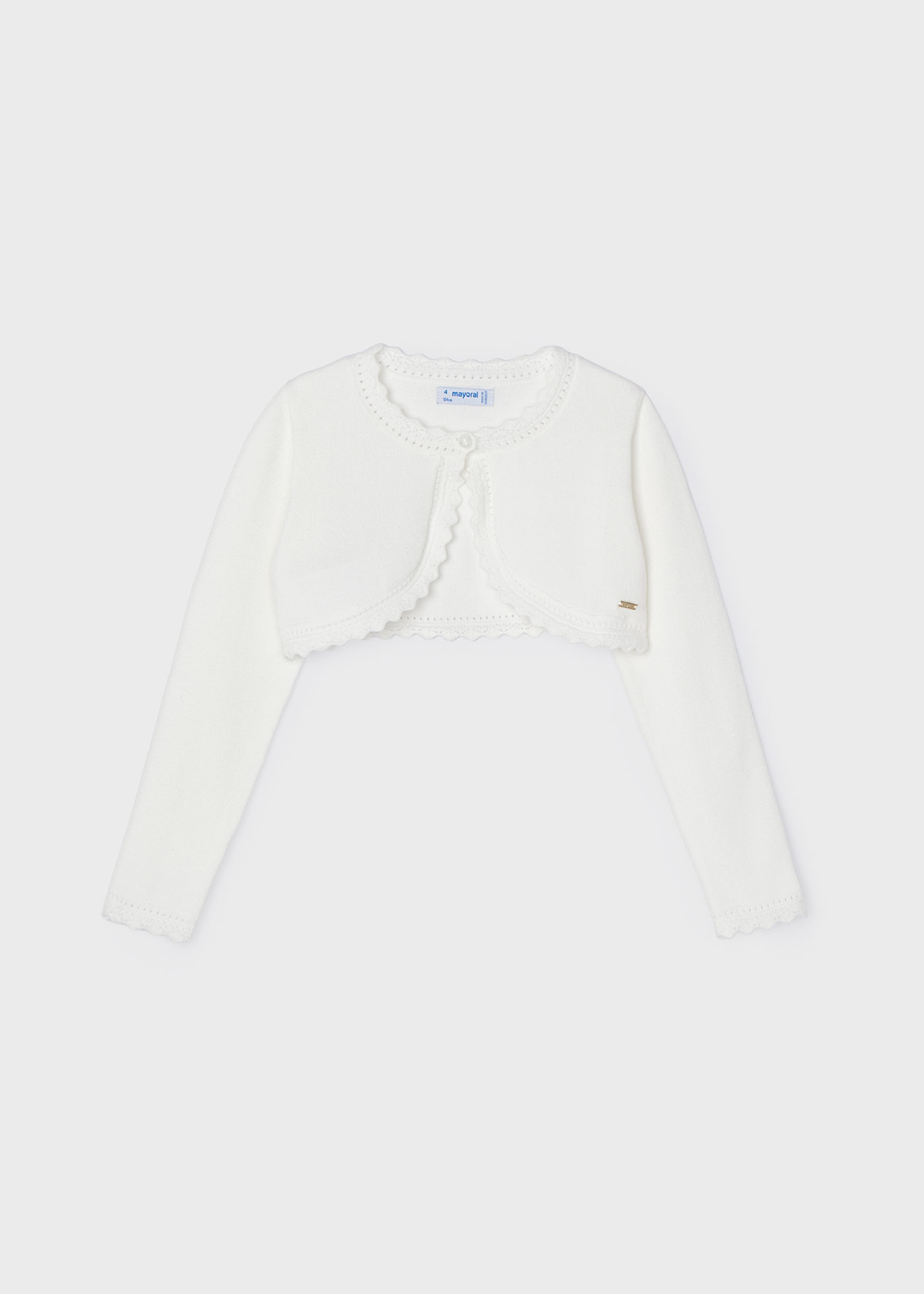 Cardigã feminino Better Cotton em fio metálico na cor nude.
