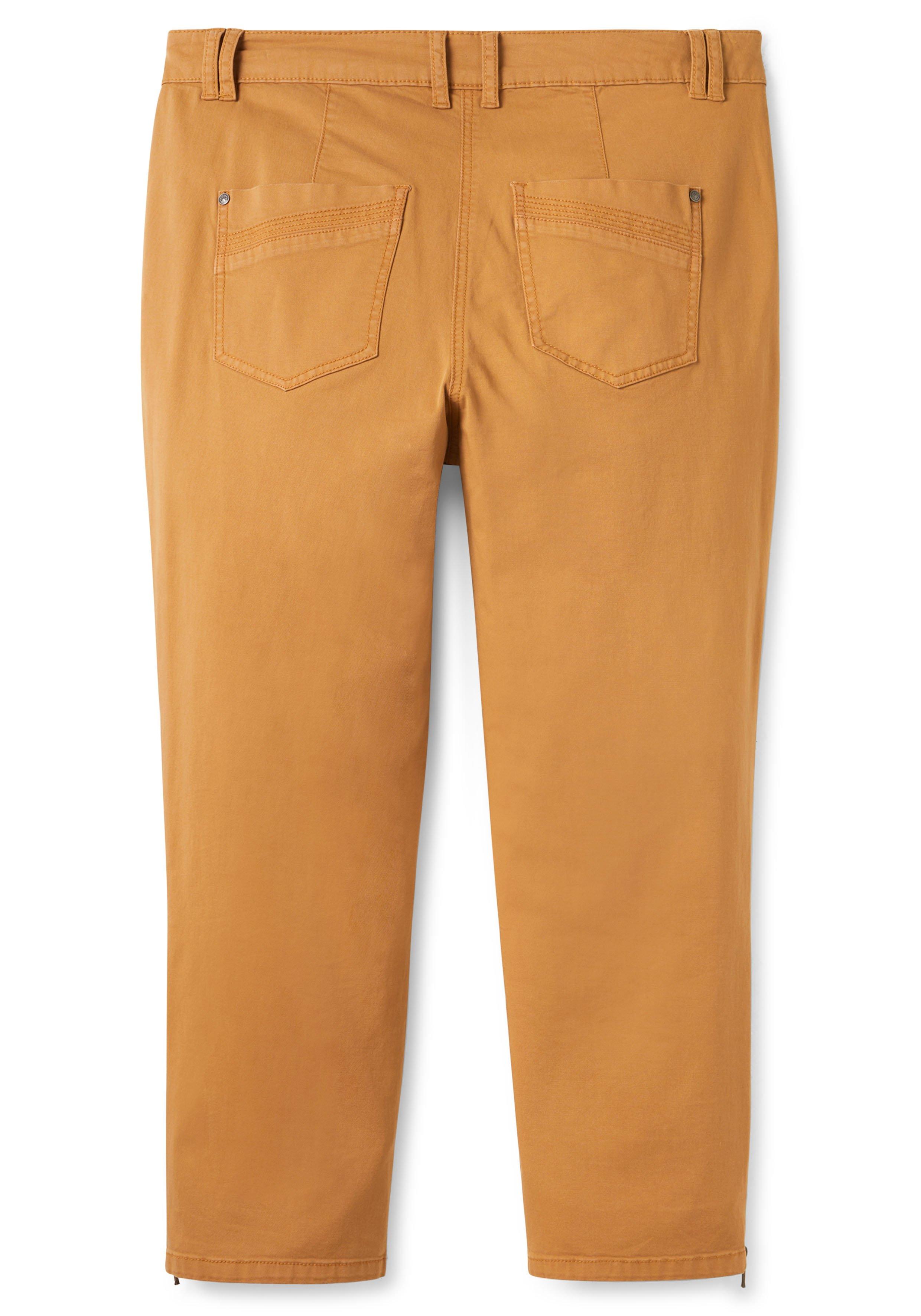 Schmale Twill-Hose in 7/8-Länge, mit Zipper-Details