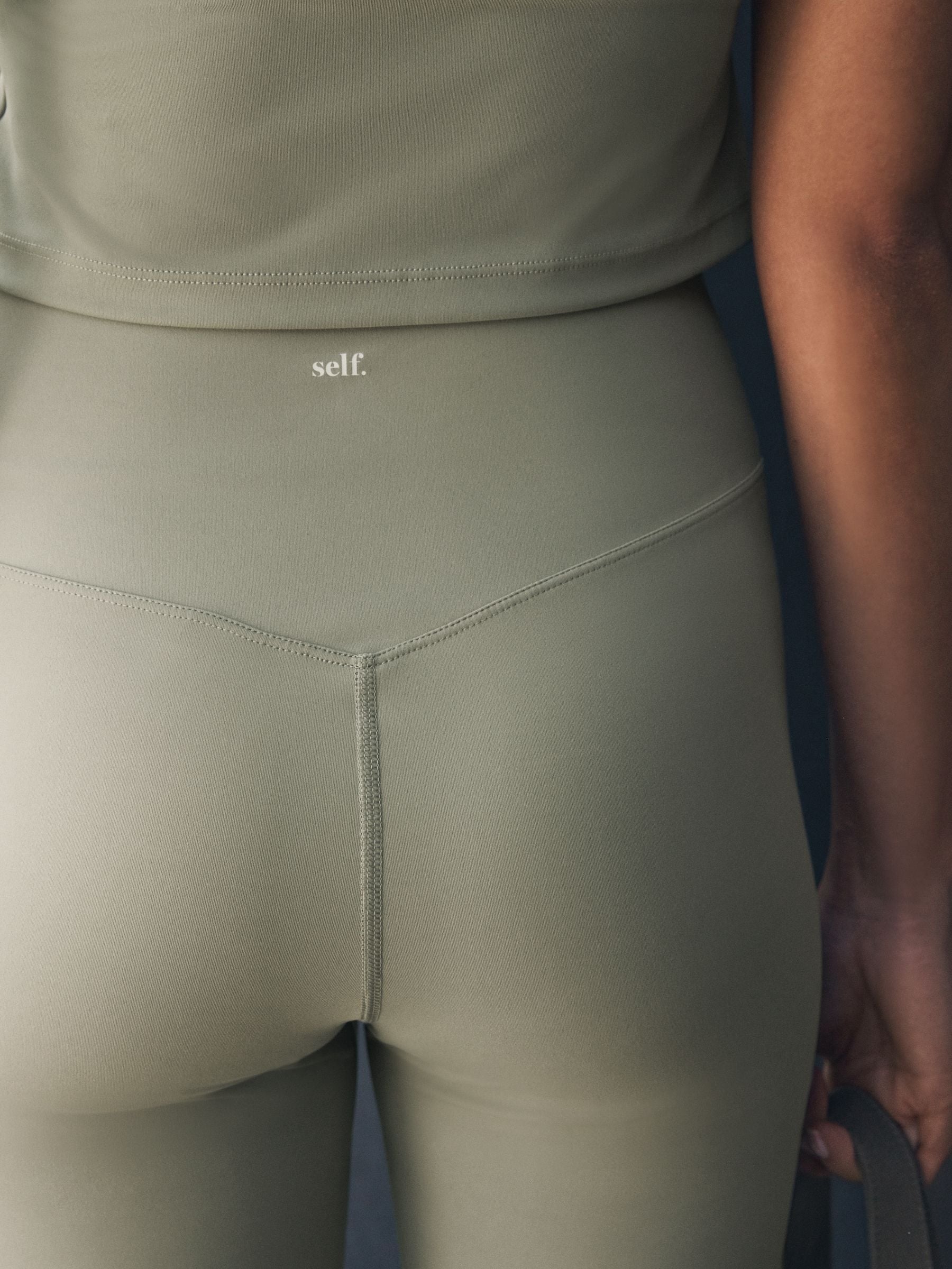Grijs-groen - self. Legging met hoge taille