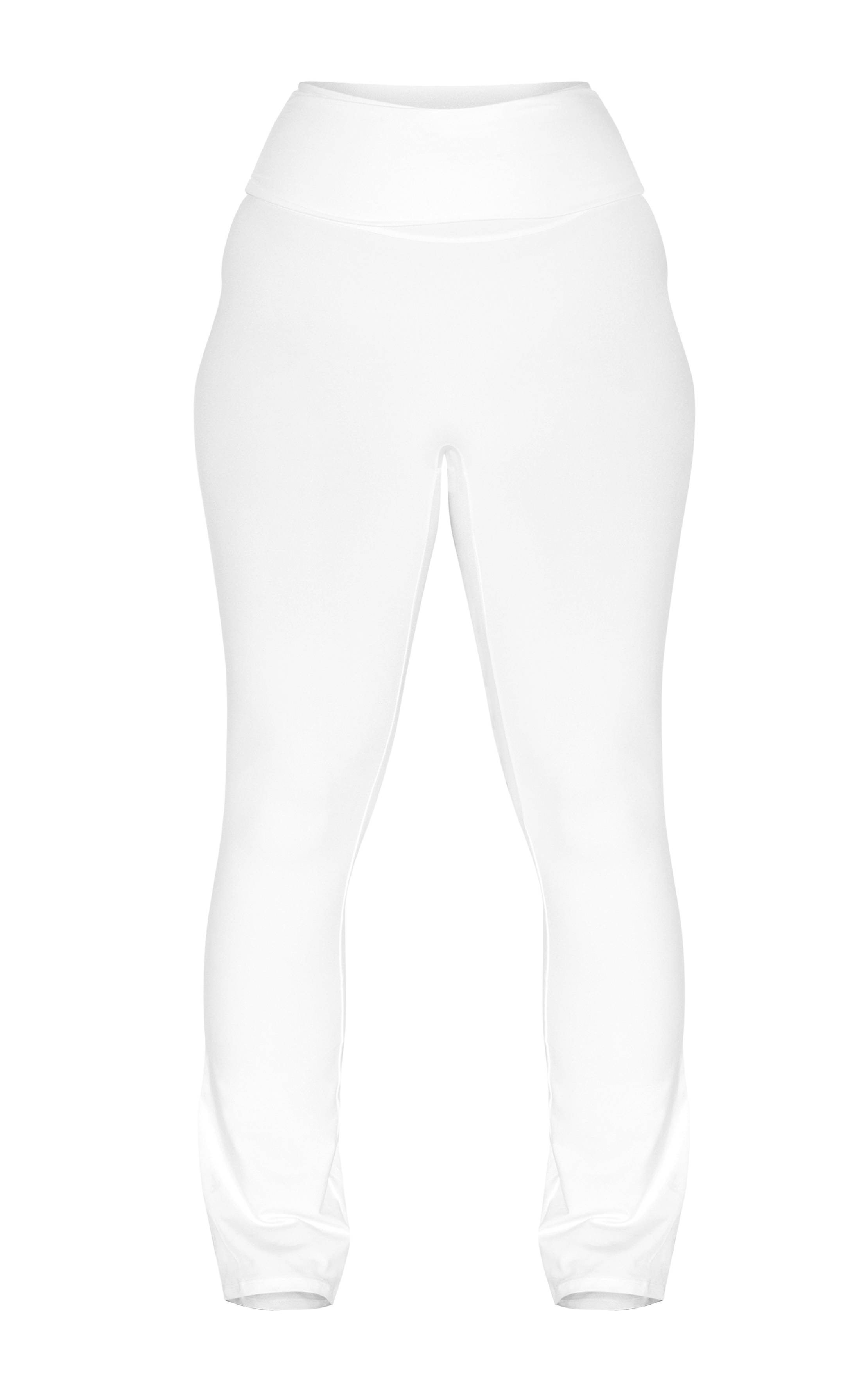 Blanc Pantalon Évasé Taille Haute Sculptant À Rabat Shape Stretch
