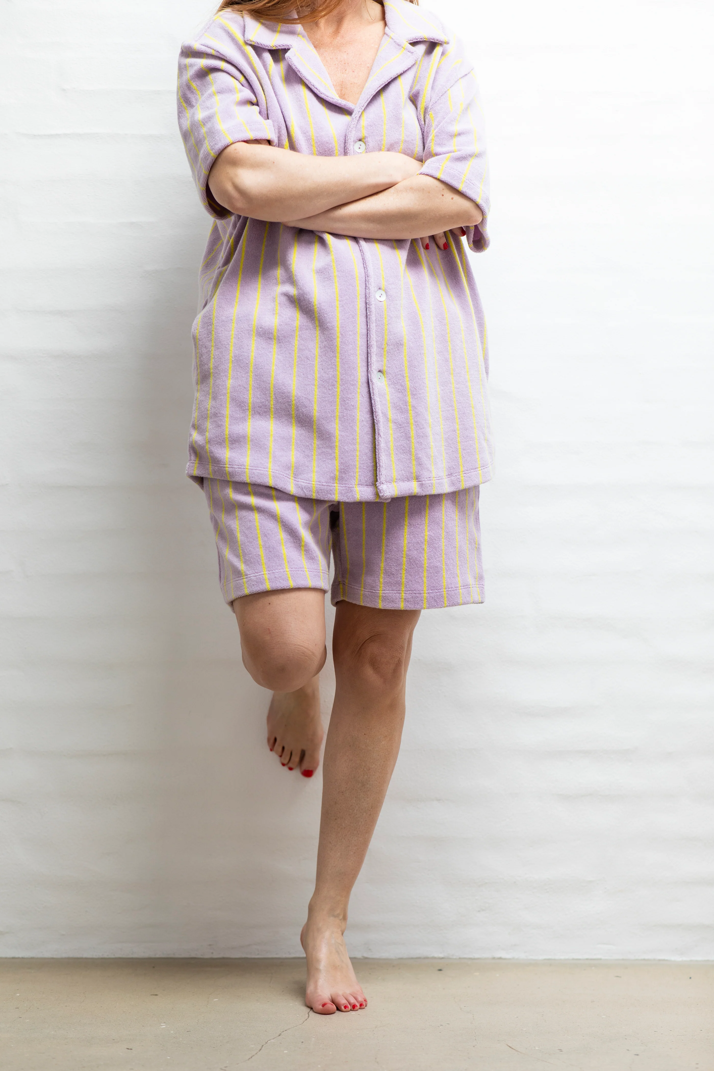 Bongusta  Naram Knitted skjorte - Lilac & Neon Yellow
