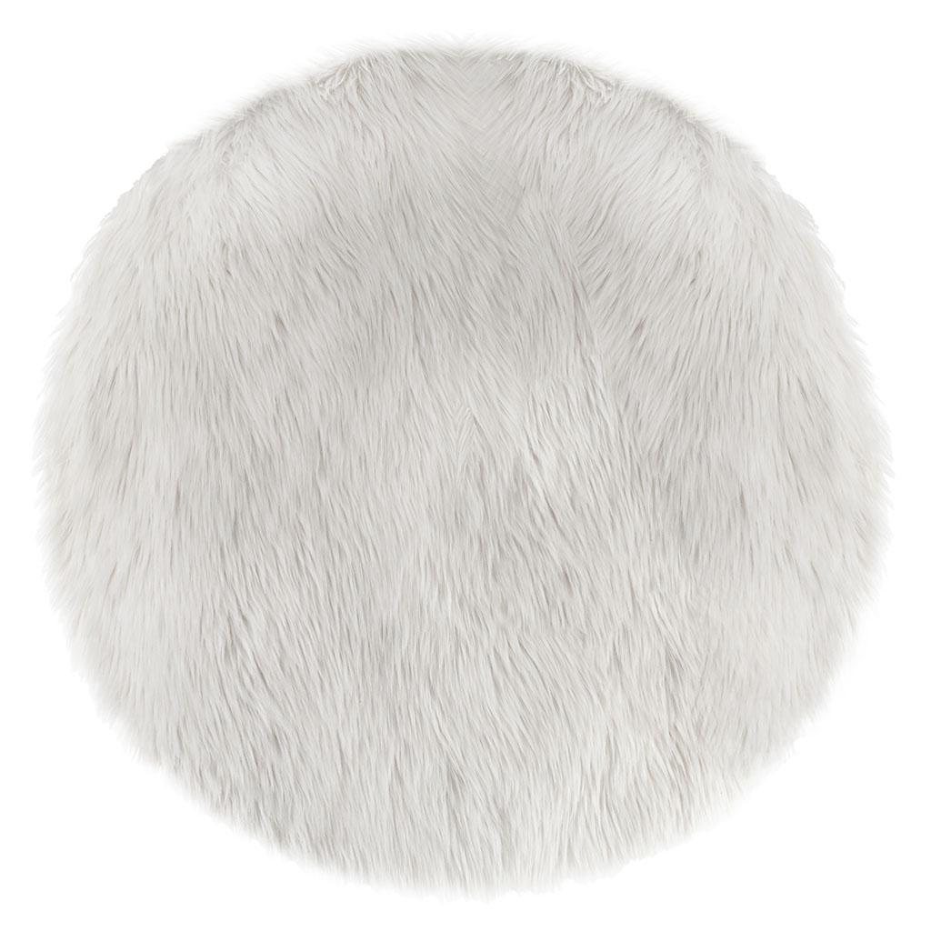 Tapis rond acrylique imitation fourrure blanc D 90cm
