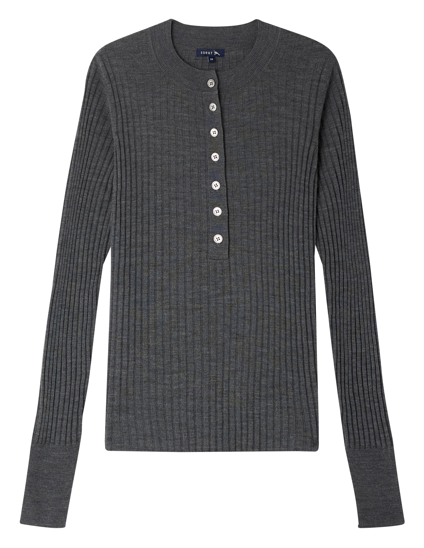 BUFFALO - Pull col rond en laine de mérinos | Gris