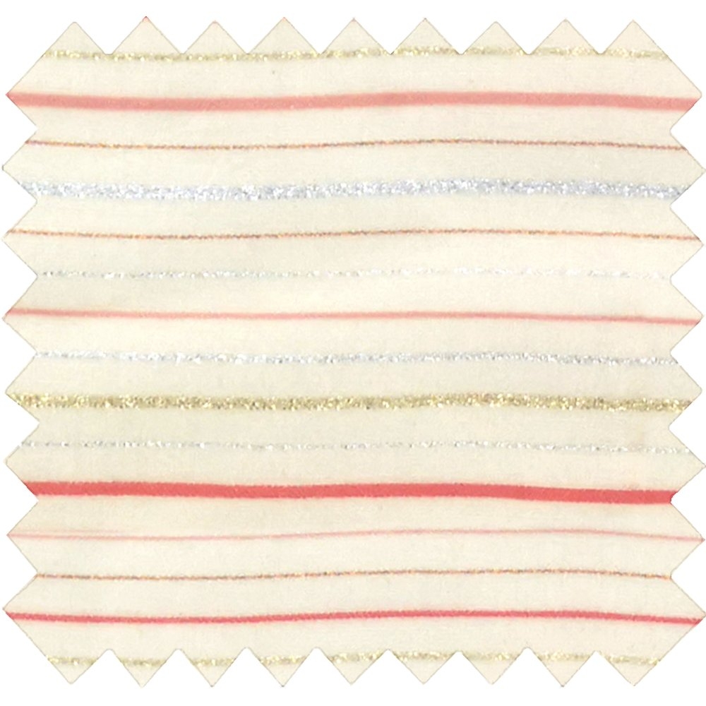 Coupon Tissu 50 Cm Rayé Rose Argent