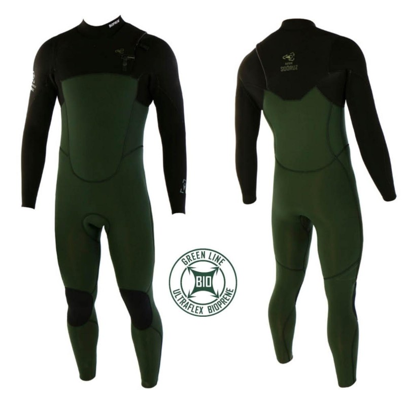 Combinaison Sooruz Homme Green Line Bioprene 4/3mm Chest Zip - The Corner Shop