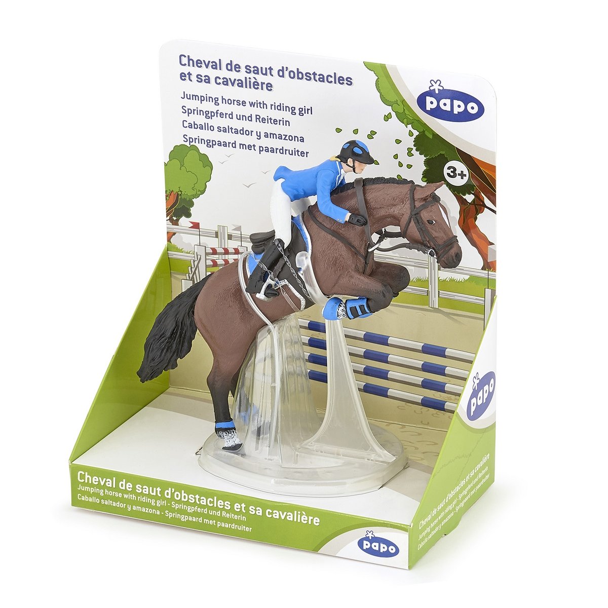 Figurine Cheval de saut d'obstacle et sa cavalière PAPO