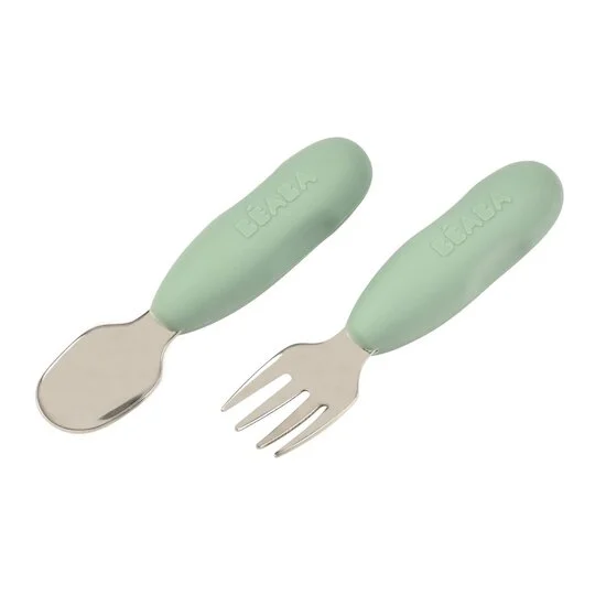 Lot de 2 pré-couverts Inox   Vert        de               Béaba