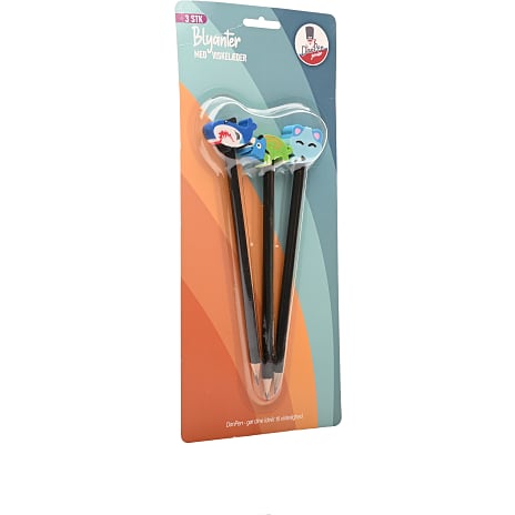 Danpen junior blyant med viskelæder 3 stk. - assorteret