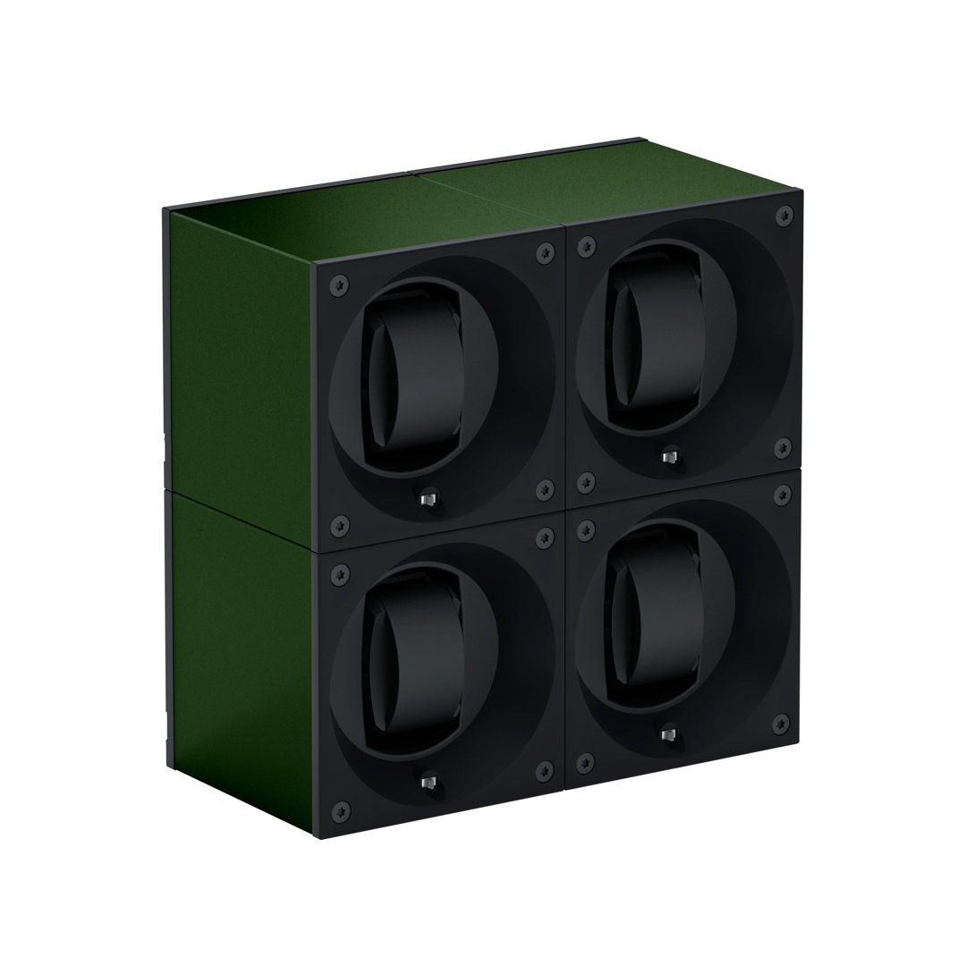 SwissKubik Masterbox Aluminium Dunkelgrün - 4 Uhren