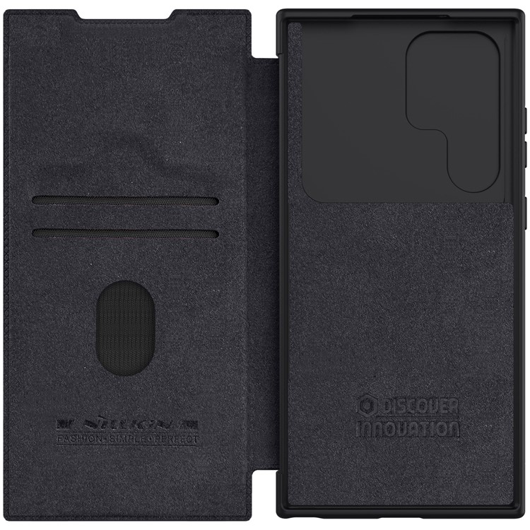 Samsung Galaxy S23 Ultra 5G Leder Tasche Cam-Slider Kameraschutz - Schwarz