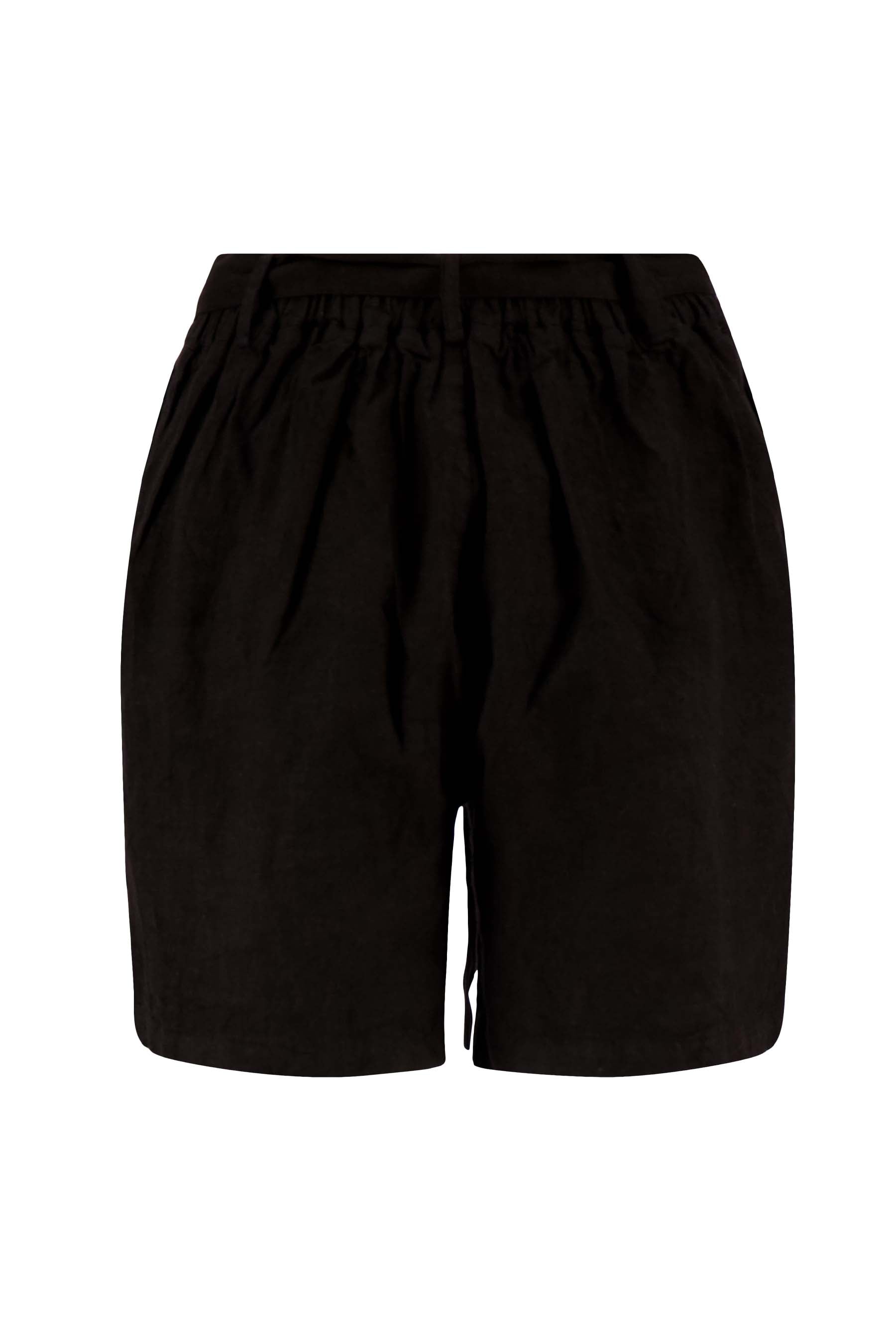 linnen short met strik ceintuur