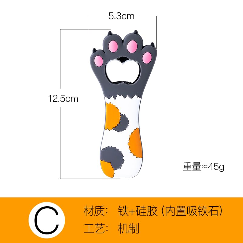 Koringa - Koelkastmagneet met kattenpoot, stippen, cactus en fruit als flesopener (verschillende ontwerpen)