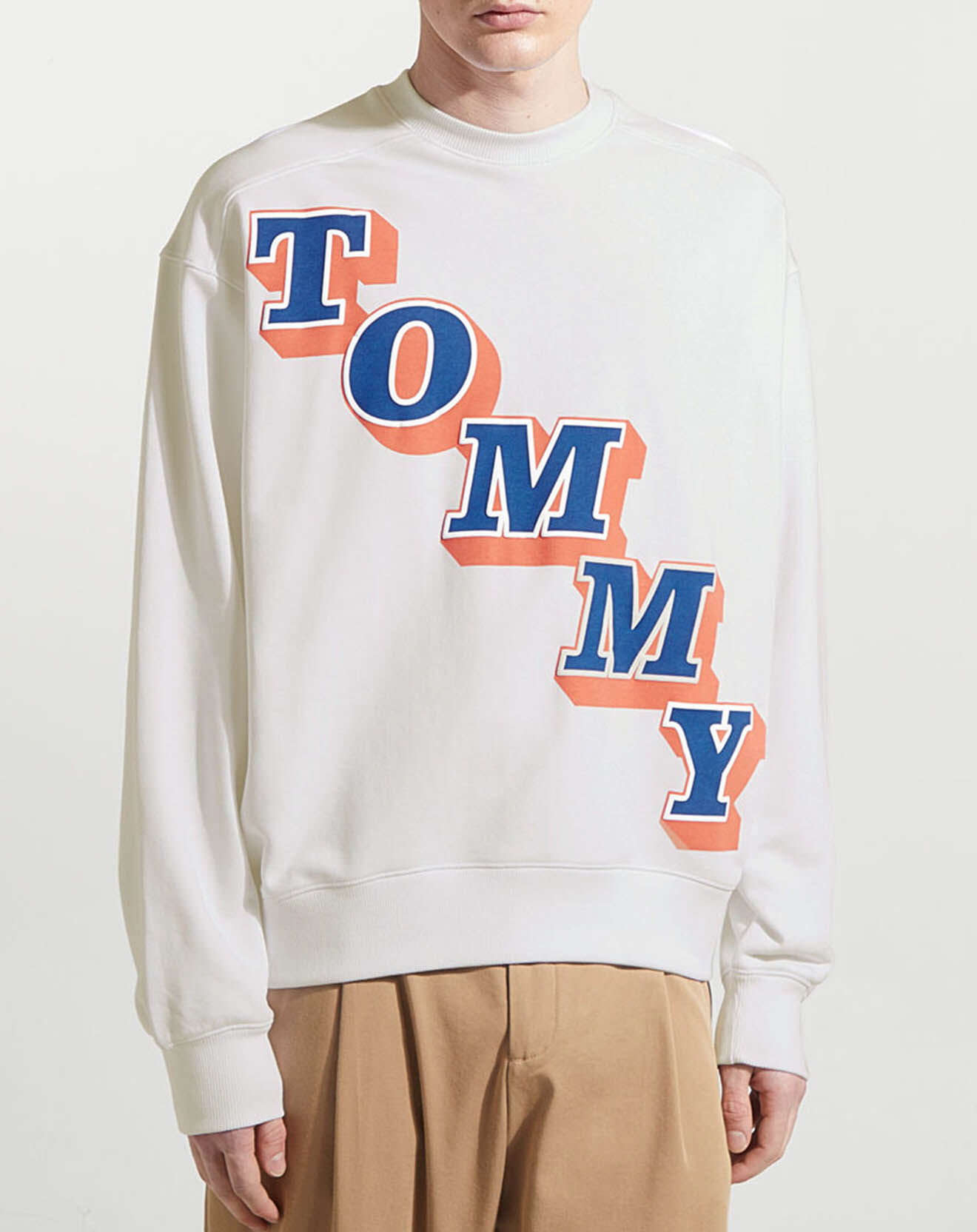 Tommy Jeans Sweat Boxy College Pop logo blanc