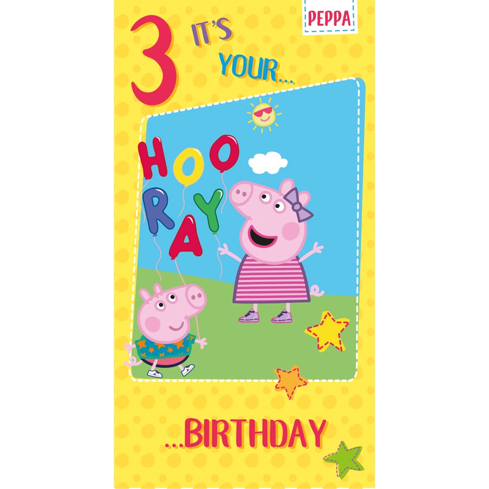 Peppa Pig Geburtstagskarte für 3-Jährige