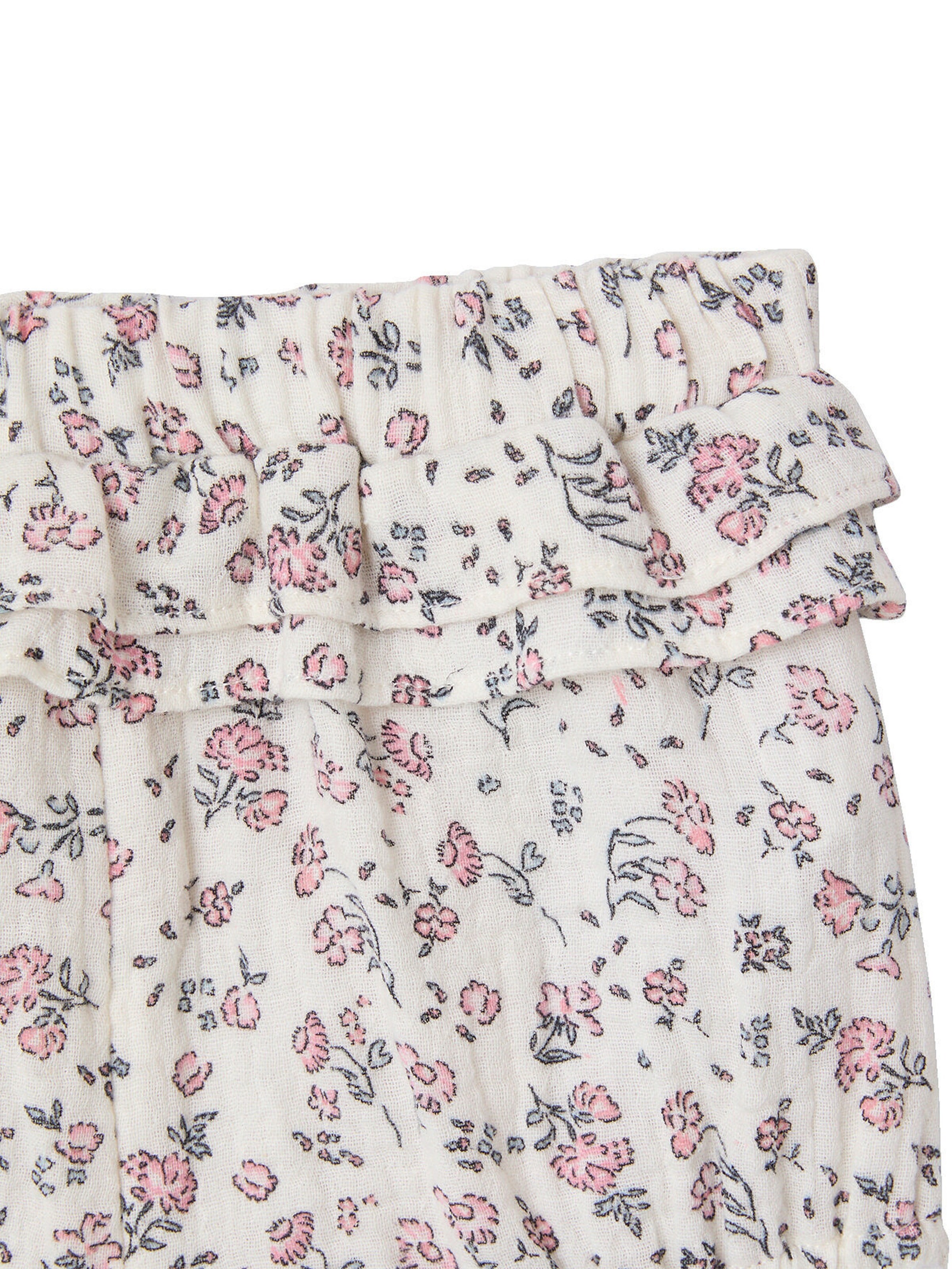 Vertbaudet Mädchen Baby-Set: Shorts & Haarband mit Blumenmuster wollweiß